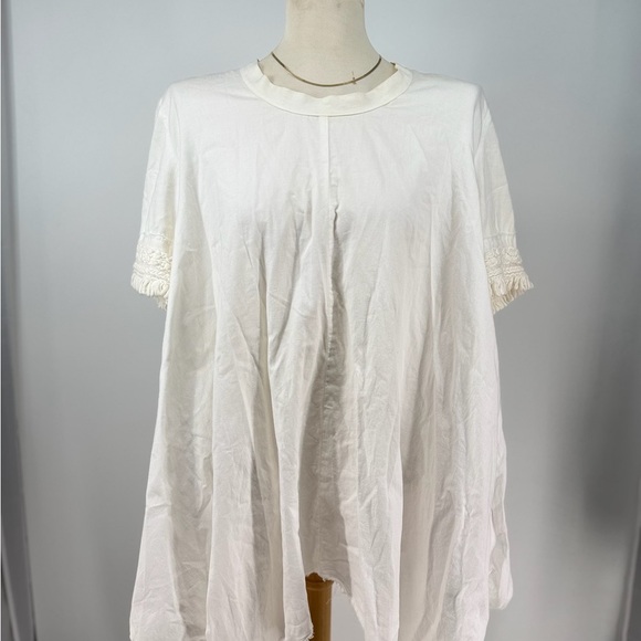 Hache U neck Tassel Sleeve Raw Hem Mini Dress - Picture 1 of 5